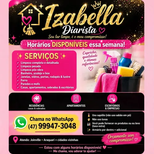 AGENDA ABERTA! FAXINA E LIMPEZA PÓS-OBRA ?