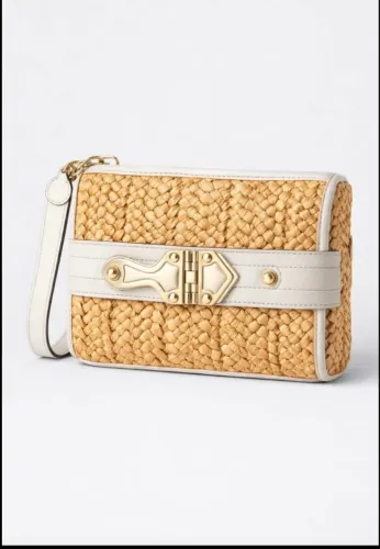 Bolsa Tiracolo Michael Kors Original - Palha/Ráfia e Couro Bege