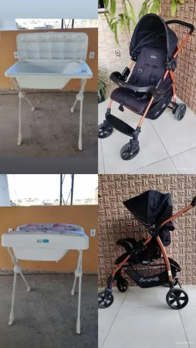 Carrinho de bebê e Banheira com trocador Burigotto