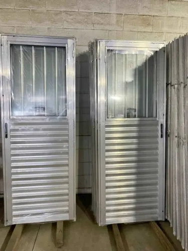 porta mista completa aluminio brilhoso 