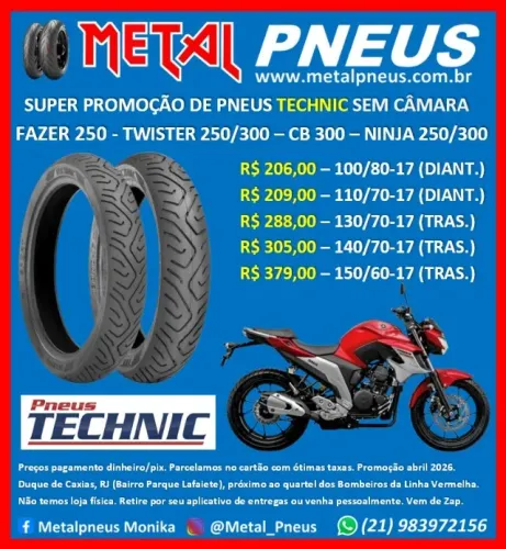 Pneus Technic Fazer 250 Twister CB300 Ninja MT03 R3 - Novos Com Garantia