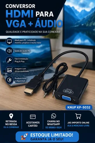 CABO CONVERSOR HDMI PARA VGA KP-5032 