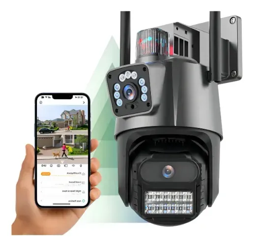 Câmera Inteligente Lente Dupla 2x 3mp P11 Externa 360° A prova Dágua Cor Cinza