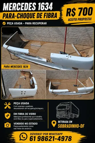Para-choque Mercedes-Benz 1634 em fibra - para recuperar R$ 700 NEGOCIÁVEIS 