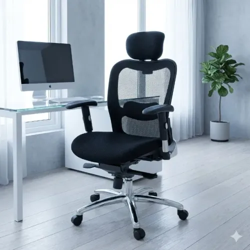 Poltrona Presidente Tela MK-4002 Ergonômica Preta Conforto Executivo Premium 30014