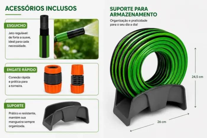 ? Mangueira Tramontina 20m Com Esguicho e Suporte