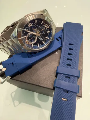 Orient MBS8C230 Cronógrafo Azul 100M Aço + Caixa + 2 Pulseiras Extras