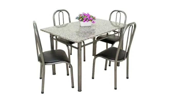 Mesa de jantar com tampo de vidro 4 lugares! Frete + montagem grátis.