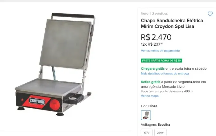 Chapa Sanduicheira Elétrica Mirim Croydon Spsl Lis