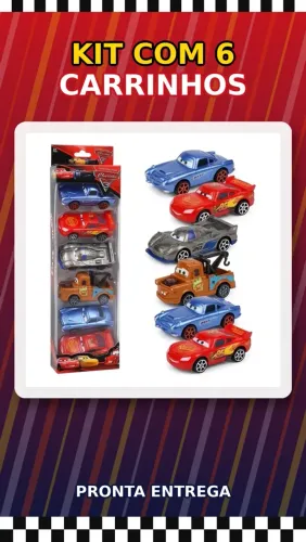Kit 6 Carrinhos Relâmpago mcqueen