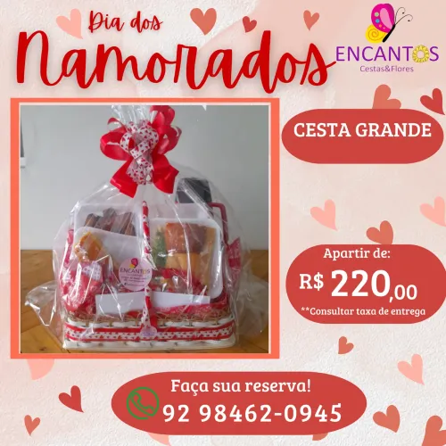 Cesta de café da manhã grande para o dia dos namorados