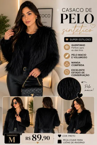 Casaco de Pelo Preto