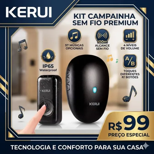Campainha Sem Fio Impermeável KERUI 100m de Alcance