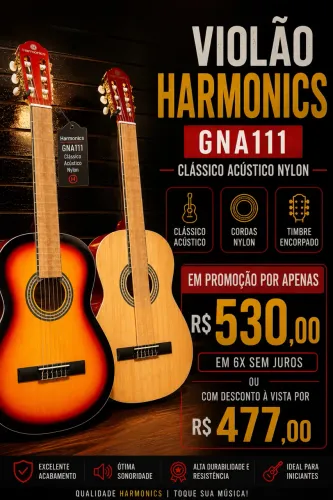 Violão Harmonics GNA-111 clássico nylon estudo promoção