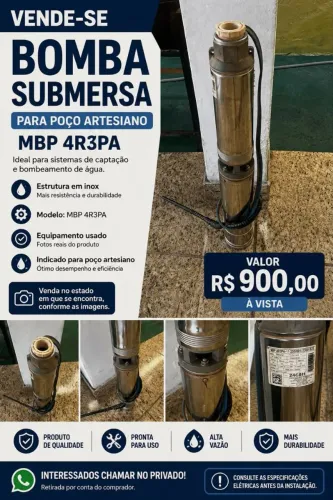 Bomba submersa para poço  artesiano