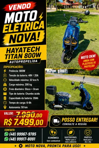 VENDO MOTO ELÉTRICA PRETA, NOVA, 800W AUTOPROPELIDA