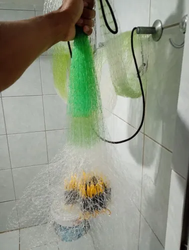 Tarrafa de Pesca artesanal toda feita a mão no (nylon 0,35 mm), 2 palmos de saco.