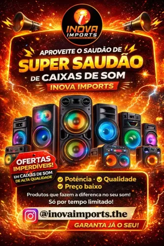 Caixa de Som Bluetooth Potente com Grave Forte + LED RGB (Nova)