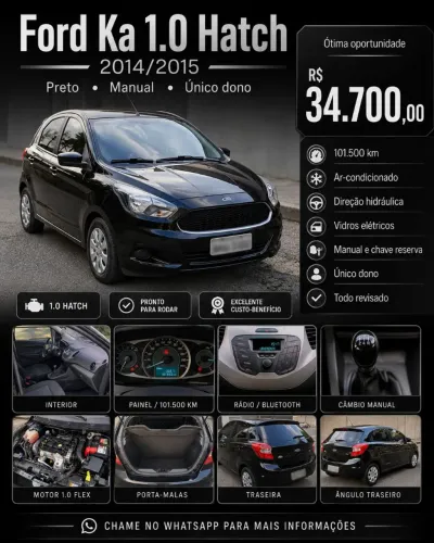 Ford KA 1.0 Se/se Plus Tivct Flex 5P 2015