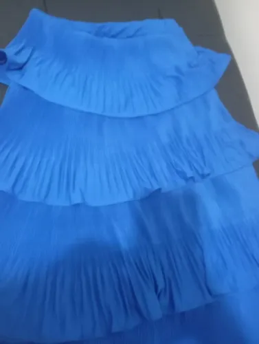 Saia azul plissada com babados - Tam. M