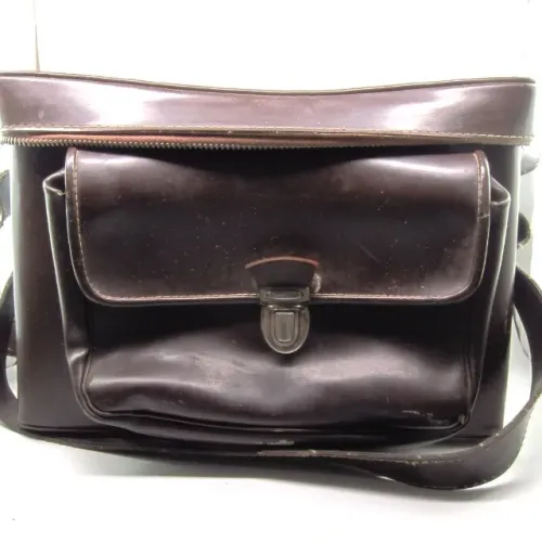 Bolsa Câmera Vintage Em Couro Marrom Relíquia Retrô Rara!