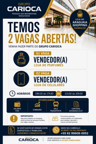 Vaga para vendas 