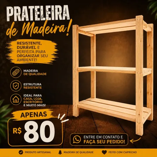 Prateleira de madeira