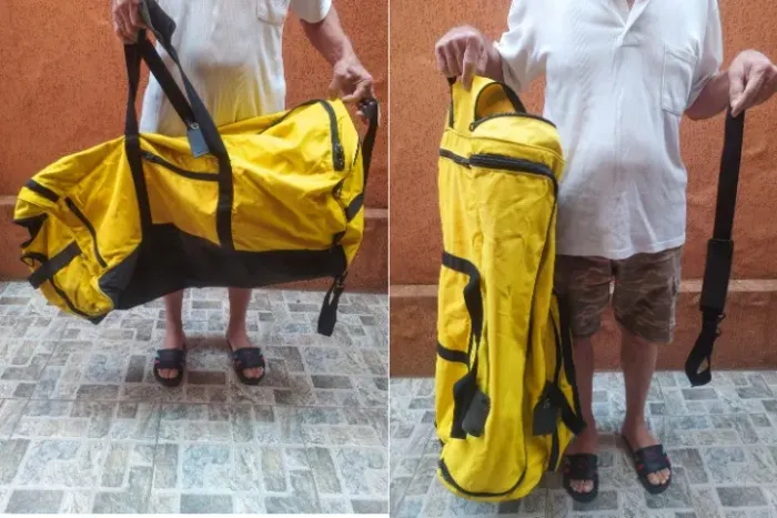 Bagagem de viagem esportiva vintage amarela Náutica gigante.