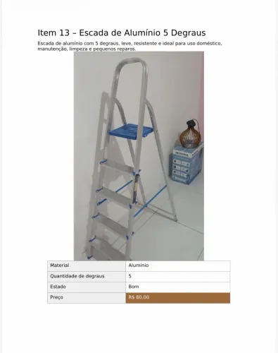 Escada em alumínio 5 degraus