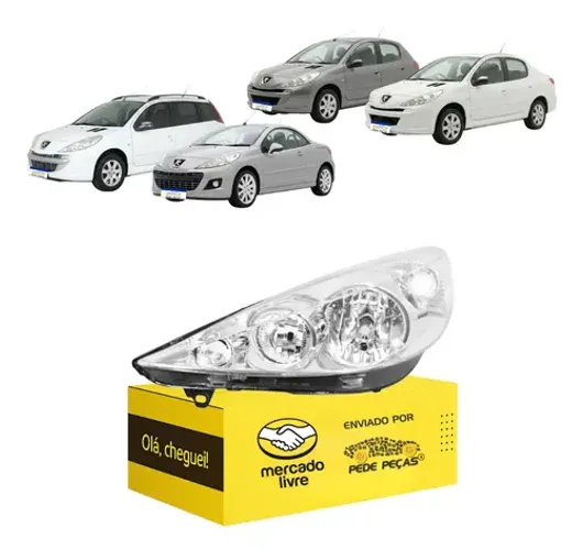 Farol Esquerdo Peugeot 207 2008 2009 2010 11 12 13 14 2015 Esquerdo/motorista