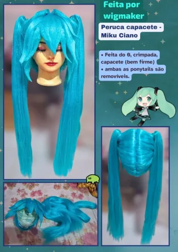 Peruca capacete Hatsune Miku feita por wigmaker