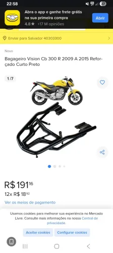 Suporte bagageiro cb 300r