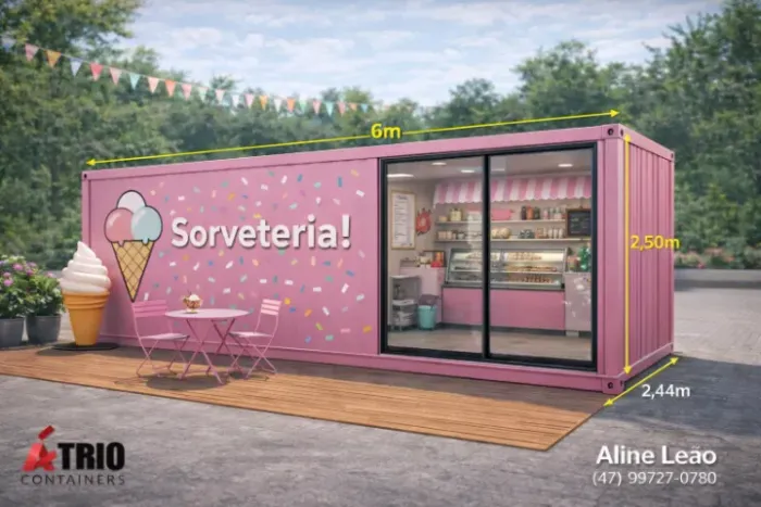 Container Modular 6 Metros - Estrutura Reforçada pode usar para sorveteria 
