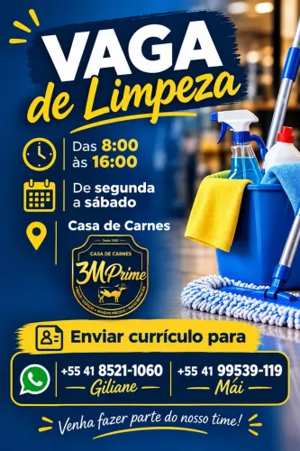 VAGA PARA LIMPEZA de AÇOUGUE