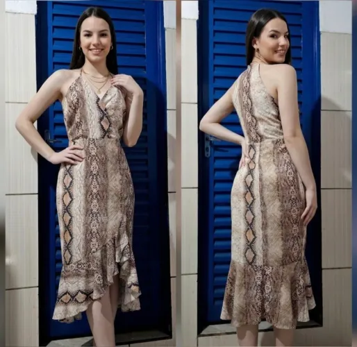 vestido talgui midi animal print m