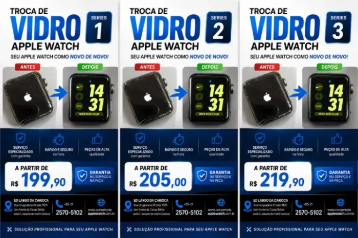 CONSERTO DE APPLE WATCH Troca do Vidro Apple Watch 1 , 2 e 3 38 e 42mm, mega promoção