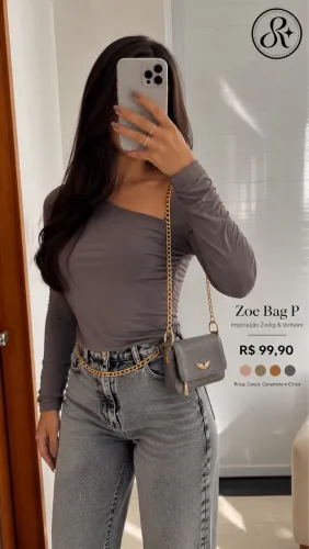 Bolsa Feminina Zoe Bag Caramelo, Cinza eCaqui | Ruby Bags Store