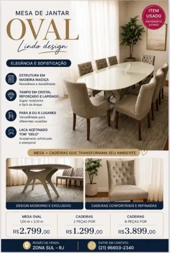 Mesa de jantar oval