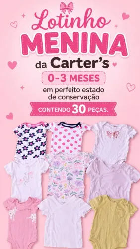 Lote contendo 30 peças de menina 0-3 meses, todas as peças da Carter's semi novas
