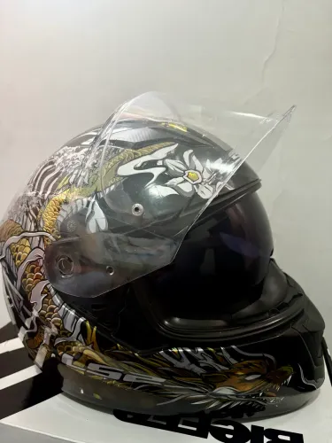 Capacete LS2 FF320 warrior dragão dourado
