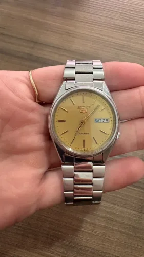 Relógio Seiko 5 Automático Vintage 7009 Dourado