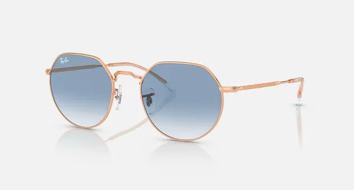 Óculos Ray-Ban Octagonal Ouro Rosado Azul 53 Original Novo