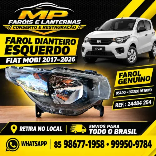 Farol Dianteiro Fiat Mobi Mascara Negra 17/26 Lado Direito
