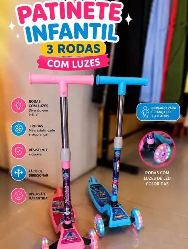 Patinete infantil lacrado 3 rodas com led ( pronta entrega)