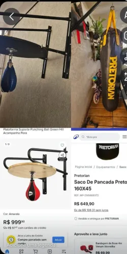 Kit e conjunto saco Pretoria e Plataforma de Punching Ball 