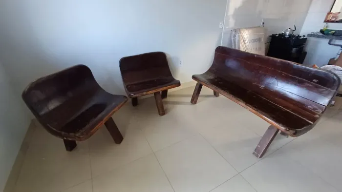 Kit de bancos de madeira maciça rústico