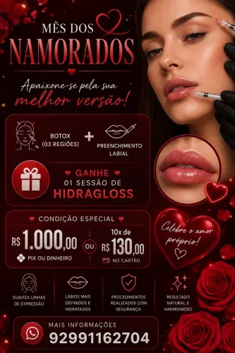 Botox + preenchimento labial + 01 sessão de hidragloss