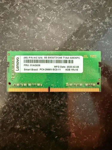Memória RAM DDR4 Lenovo 4GB 8S SM30T31345 T1AA 028D6PC 2666 MHz SODIMM (Notebook)