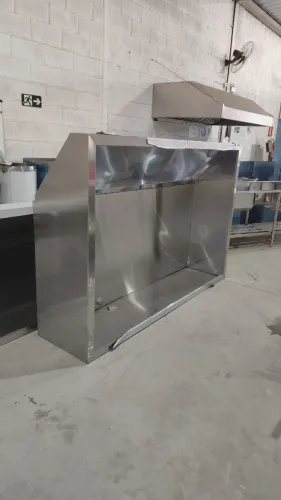 Coifa inox central 3,00x1,10x0,50m industrial 