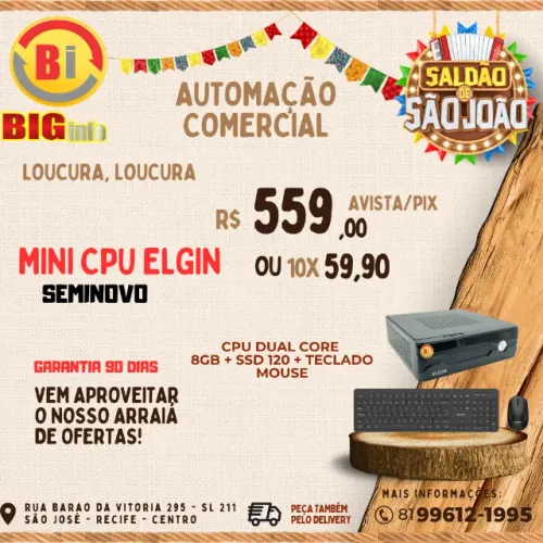 Cpu Elgin E3 Nano Ssd  240gb 8gb Ram - Em ate 10x Fixas 